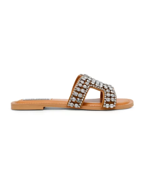 Klapki Steve Madden skórzane beżowe