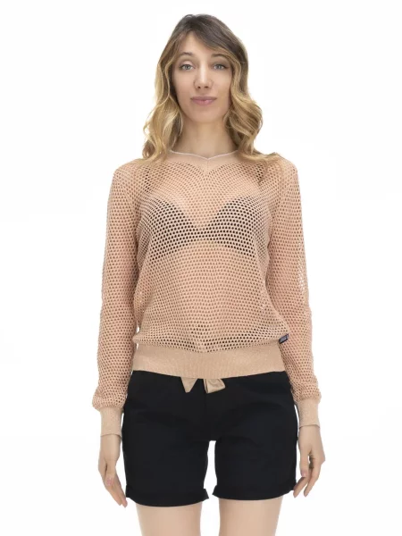 Bluzy z siateczki w odcieniach ziemi beżowa