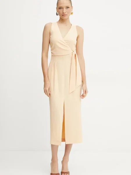 Patrizia Pepe sukienka midi prosta pomarańczowy