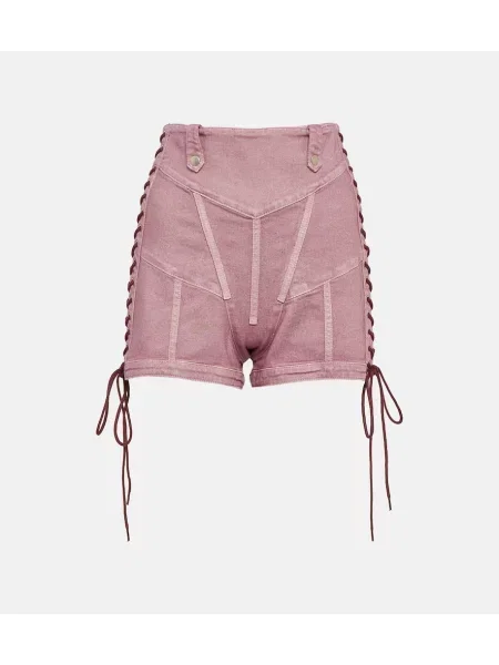 Pantaloni scurți din denim Jean Paul Gaultier cu talie înaltă violet
