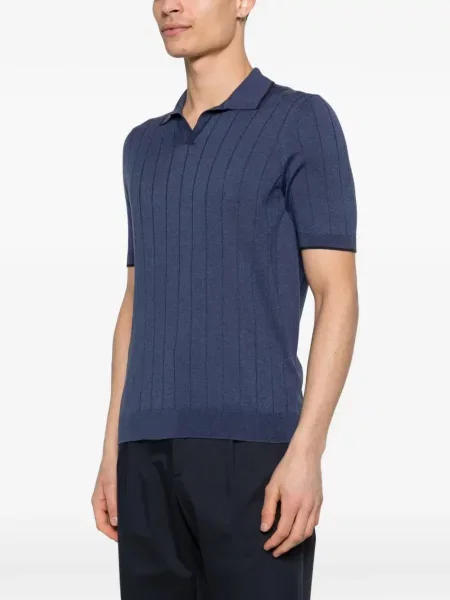 Tricou Fileria cu dungi scurt albastru