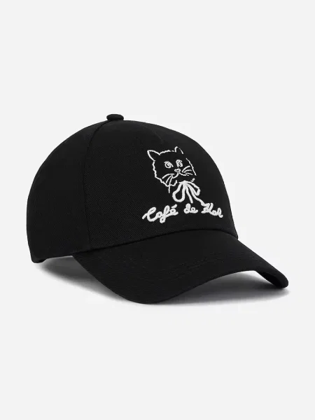 Шапка с козирка Karl Lagerfeld с апликация черно