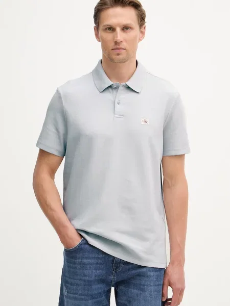 Tricou polo Calvin Klein Jeans gri