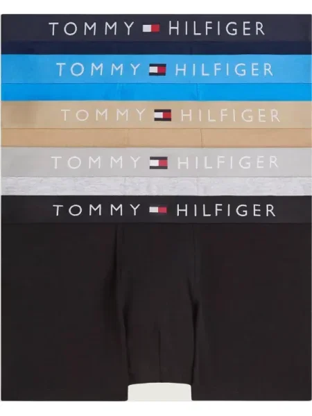 Boxeralsó Tommy Hilfiger Trumk 5 pairs cobalt blue/pitch black/black/light castle/desert. Méret: S fekete