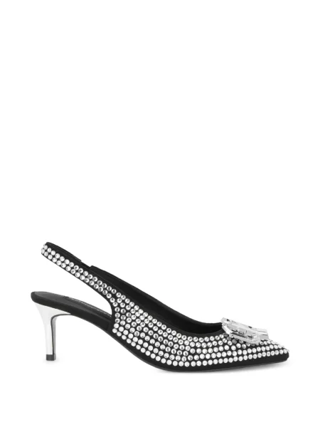 Pantofi cu toc Philipp Plein din piele de căprioară slingback