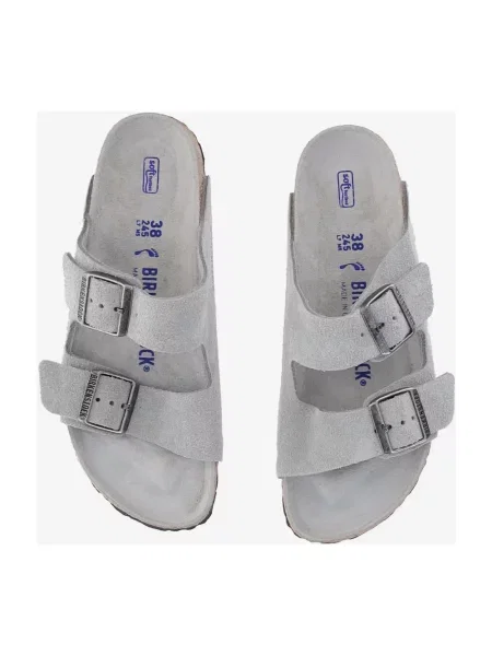 Klapki Birkenstock zamszowe szare