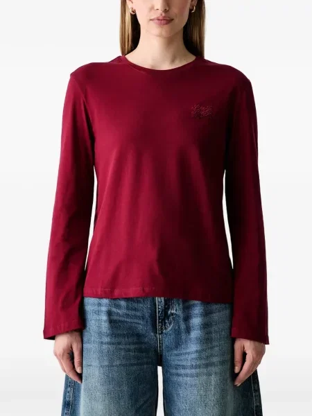 Lung tricou Liu Jo cu broderie roșu