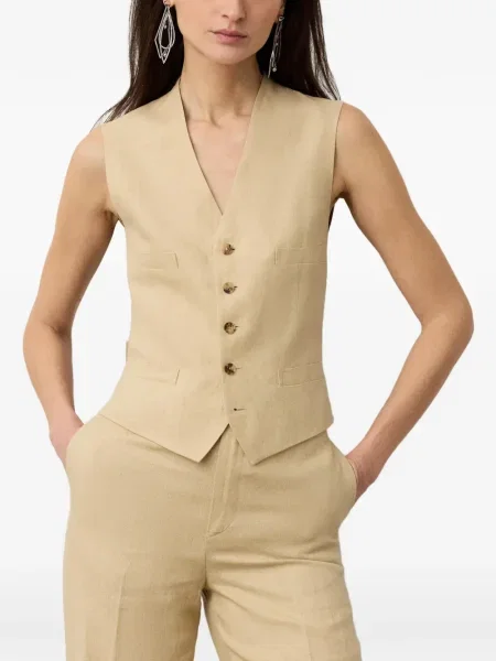 Laneni prsluk Ralph Lauren Collection s V-izrezom