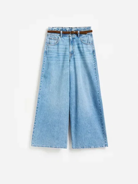 Reserved Джинси з поясом wide leg синій