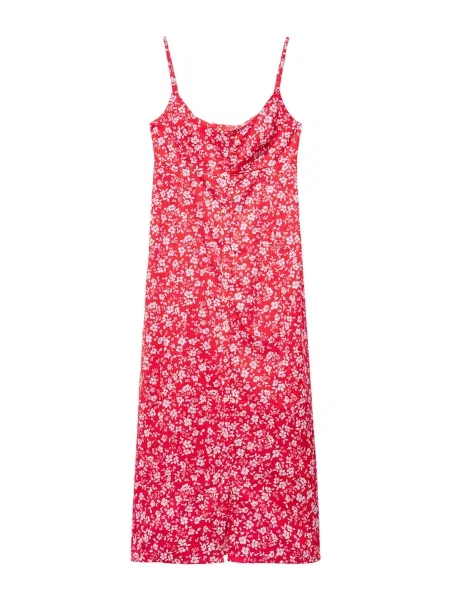 MANGO Obleka Florex rdeča bela