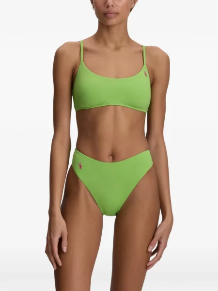 Costum de baie Polo Ralph Lauren în carouri cu decolteu în V galben
