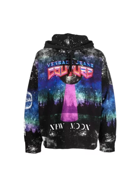 Bluza z kapturem Versace Jeans Couture z kapturem z nadrukiem ze sznurkiem