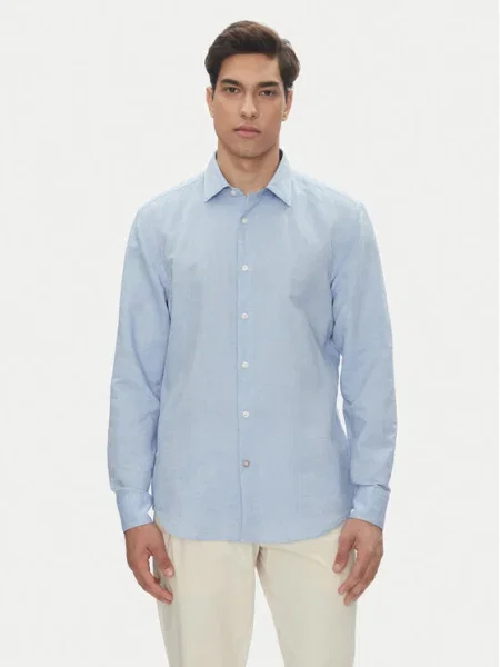 BOSS Риза C-Hal Casual Fit светлосиньо