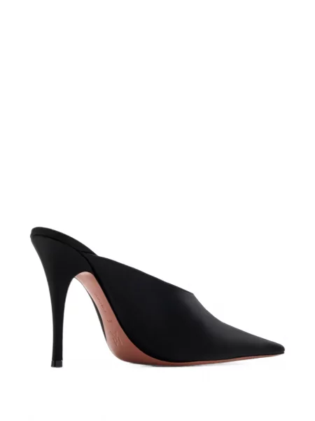 Papuci tip mules Amina Muaddi din satin negru