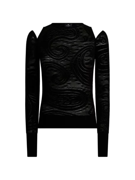 Pulover Etro cu model paisley din jacard negru