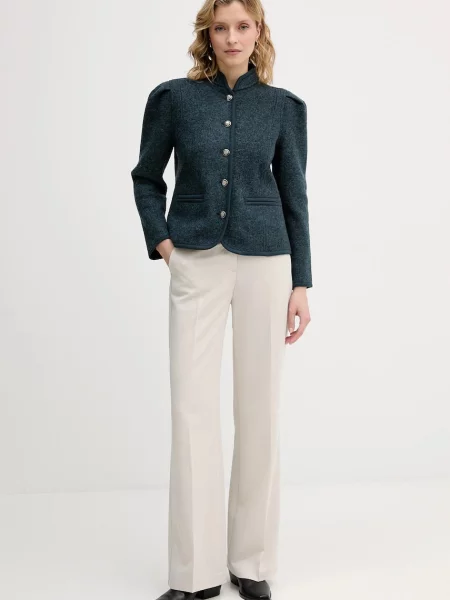 Hoss Intropia kurtka wełniana turkusowy przejściowa