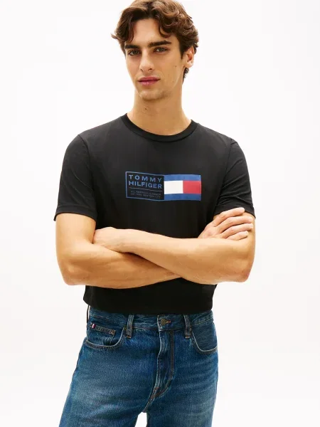 TOMMY HILFIGER Tricou BRAND LOVE albastru închis / roșu / negru alb