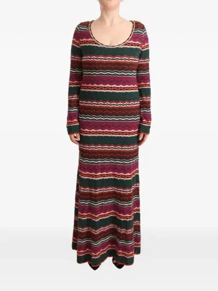 Rochie maxi Missoni cu dungi tricotate verde