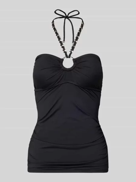Góra od tankini z wiązaniem na szyi w efekcie łańcuszka Michael Kors czarny
