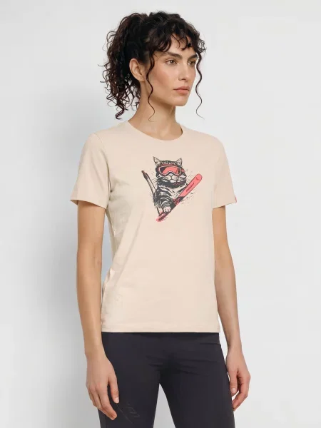 Dynafit Tričko Graphic Cotton / neonově červená béžová