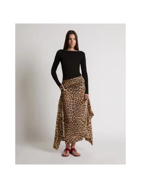 Spódnica maxi Alberta Ferretti w panterkę brązowa