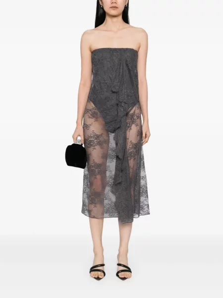 Rochie Christopher Esber din dantelă de costum gri