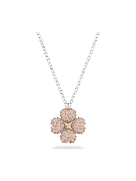 Naszyjnik Swarovski w kwiatki różowy