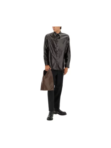Lniana koszula Mm6 Maison Margiela brązowa