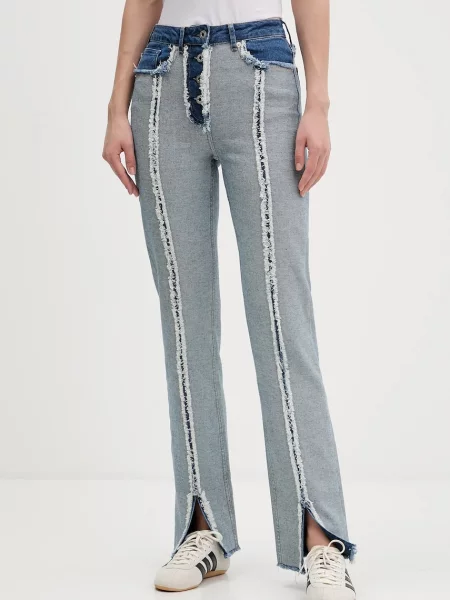 Дънки Karl Lagerfeld Jeans с висока талия синьо