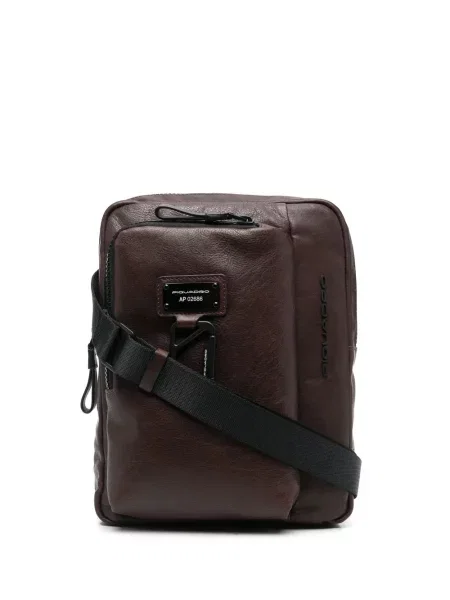 Geantă crossbody Piquadro cu autograf maro