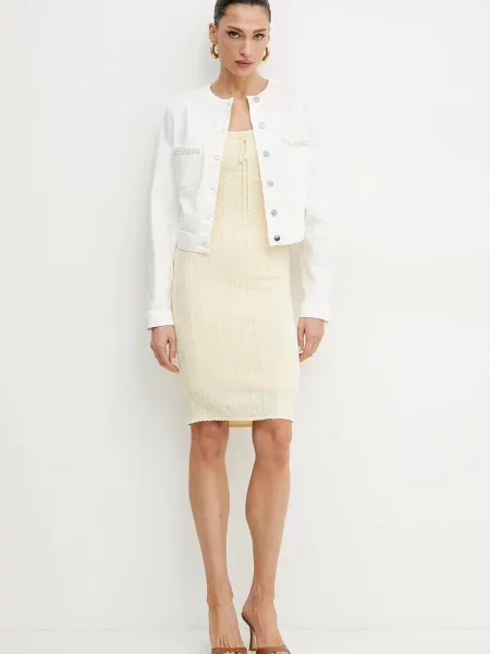 Guess sukienka REINA mini dopasowana beżowy