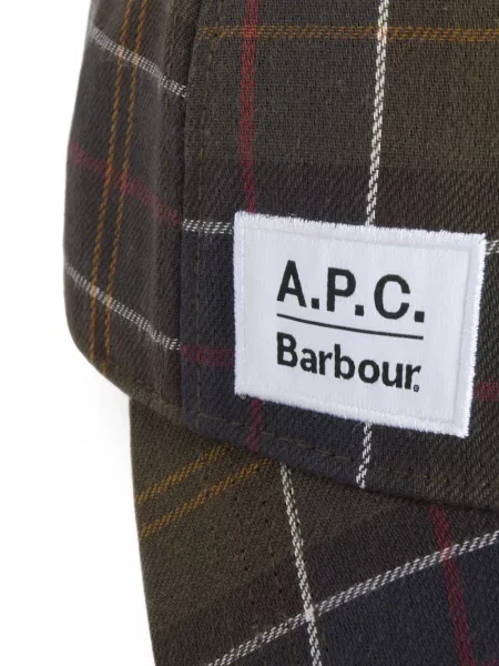 Șapcă Barbour în carouri cu imagine verde