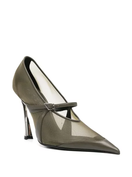 Pantofi cu toc Mugler plasă verde