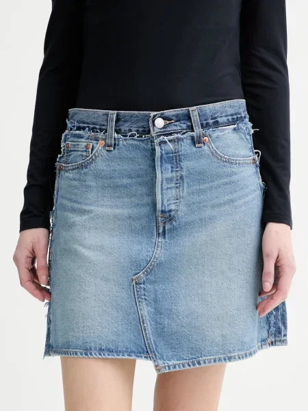 Levi's fustă jeans DECONSTRUCTED EDGE albastru