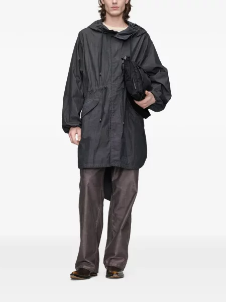 Geacă parka Maison Margiela cu glugă cu cordon gri