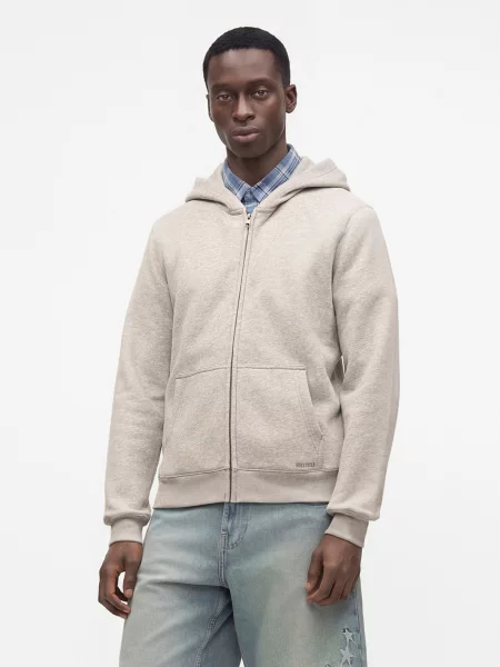 HOLLISTER Tepláková bunda MALLCORE sivobéžová