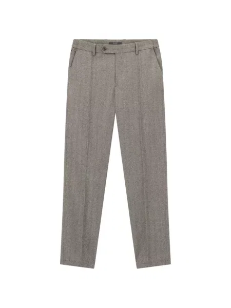 Pantaloni Boggi Milano cu model herringbone de flanelă gri