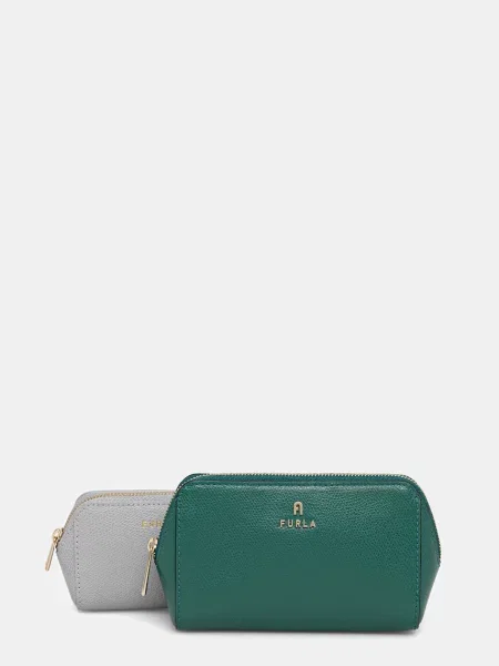 Кожена козметична чанта Furla 2 броя зелено