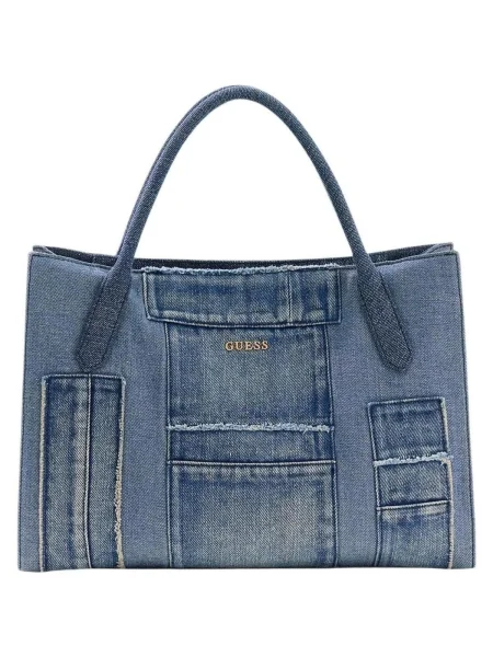 Guess geantă shopper pentru femei din denim JODI albastru