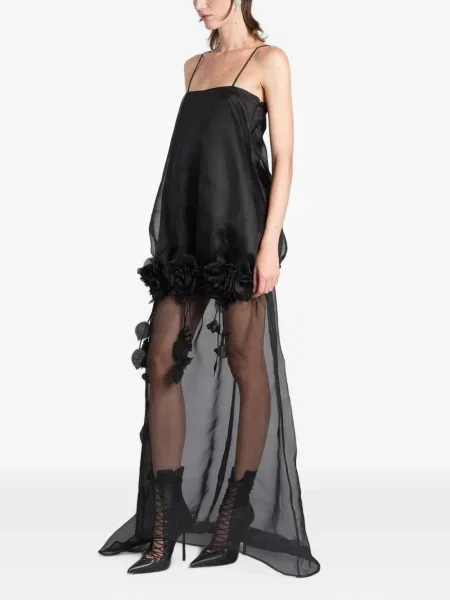 Rochie maxi Giuseppe Di Morabito cu model floral cu aplicații negru