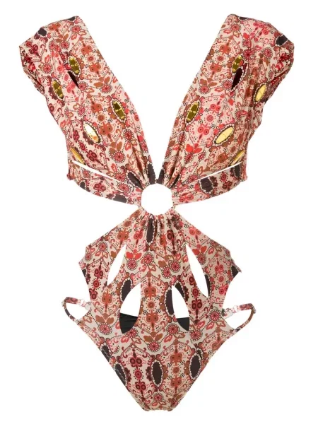 Costum de baie Amir Slama cu model floral cu imagine roșu