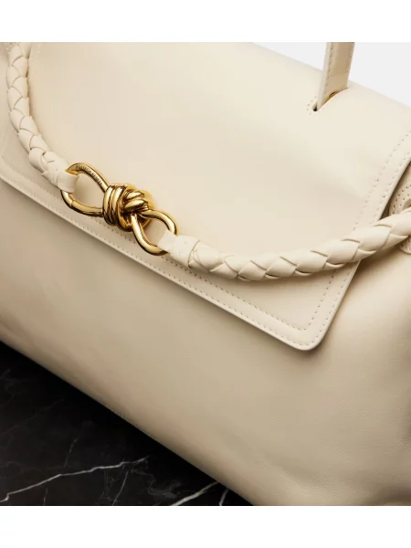 Geanta de piele Bottega Veneta Handle din piele alb