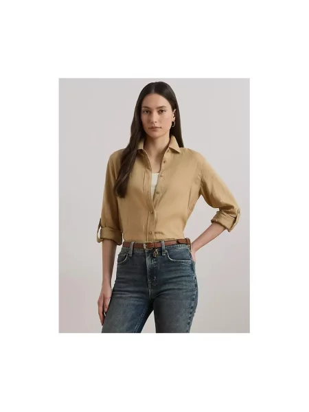 Ralph Lauren Bluzki Kobieta brązowy L Len Brązowe koszule beżowa