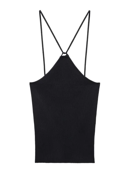 MANGO Top brodat ANGELINA' negru
