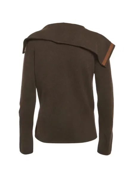 Cardigan Brunello Cucinelli din cașmir asimetric maro