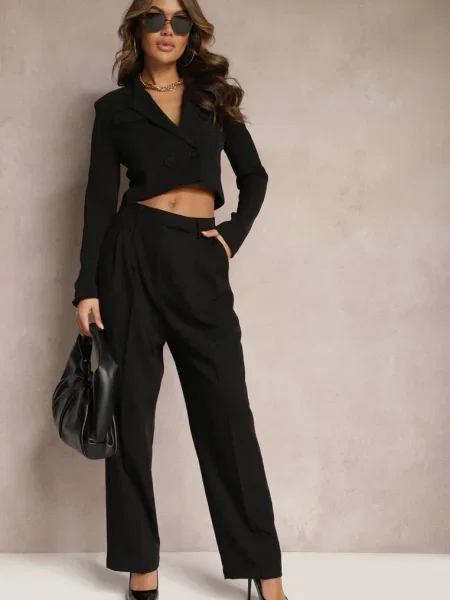 Spodnie High Waist w Garniturowym Stylu z Junife czarne