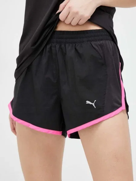 Къс панталон за бягане Puma Favourite Velocity с изчистен дизайн със стандартна талия черно