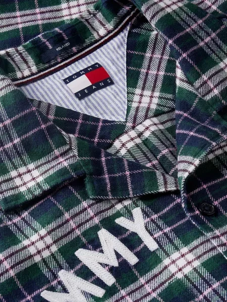 Клетчатая фланелевая джинсовая рубашка Tommy Jeans