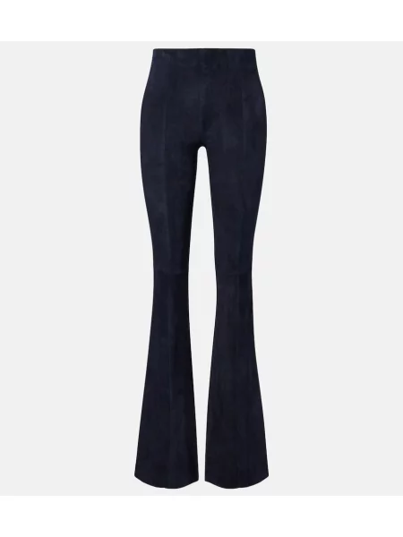 Pantaloni Stouls din piele de căprioară evazate albastru
