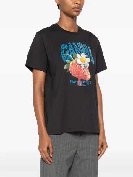 Tricou Ganni cu imagine negru